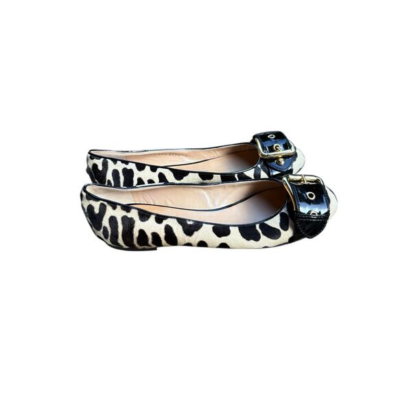 Giuseppe Zanotti Ponyhair Leopard Print Buckle Ballet Flat Loafers - 39.5 / 9.5 - Picture 2 of 10